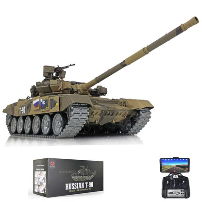 IN Stock Henglong 1/16 7.0 Russian T90 3938 RTR RC Tank Model FPV 360 Degrees Turret BB IR Metal Tracks Road Drive Idler Wheels
