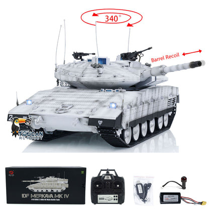 Henglong 1/16 TK7.0 Plastic IDF Merkava MK IV RTR RC Tank 3958 with Barrel Recoil BB Infrared Combat Smoke Metal Suspension Arm