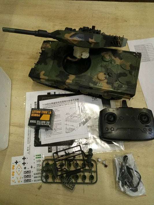 Second Hand Fast Free Shipping HengLong 2.4GHz 1/24 RC Tank 3809 Leopard 2 A5 BB IR Smoke Sound Light Chassis Recoil