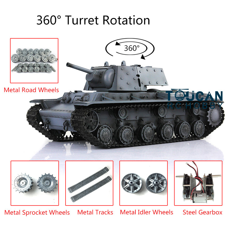Henglong 1/16 TK7.0 RC Tank 3878 Customized Soviet KV-1 w/ 360 Degrees Rotating Turret Metal Tracks Road Wheels Tracks Sprocket Wheel