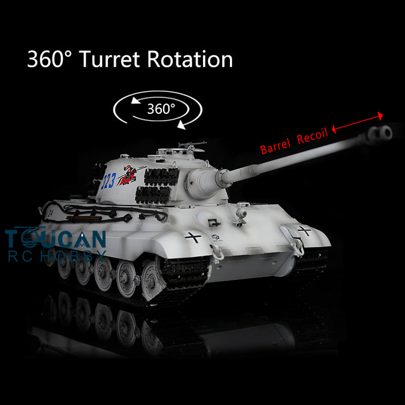 Henglong 1/16 Remote Control Tank Model 3888A 7.0 Plastic German King Tiger w/ Barrel Recoil 360 Degrees Rotating Turret Engine Sound