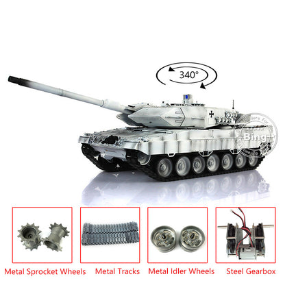 Heng Long Latest Edition 1/16 TK7.0 Upgraded Metal German Leopard2A6 RTR RC Tank Model 3889 Military Vehicle Shooting BBs Battery