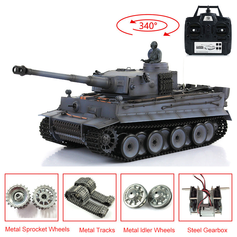 HL 7.0 3818 Upgraded 1/16 Tank Smoke Simulation 340 Degree Turret