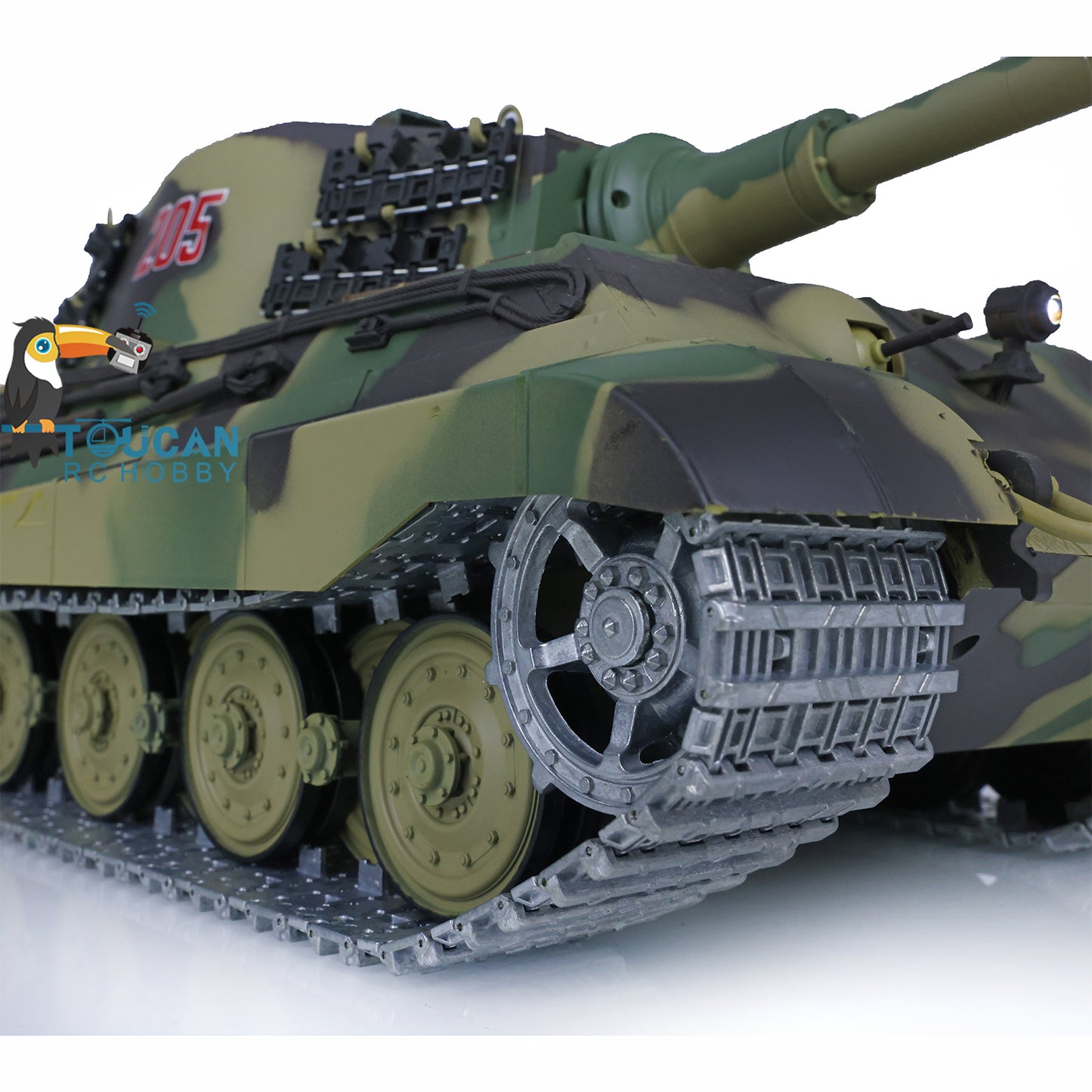 Henglong 1/16 TK7.0 Upgraded King Tiger RC Tank Model 3888A w/ 360 Degrees Rotating Turret Metal Track Idler Sprocket Wheels Smoking