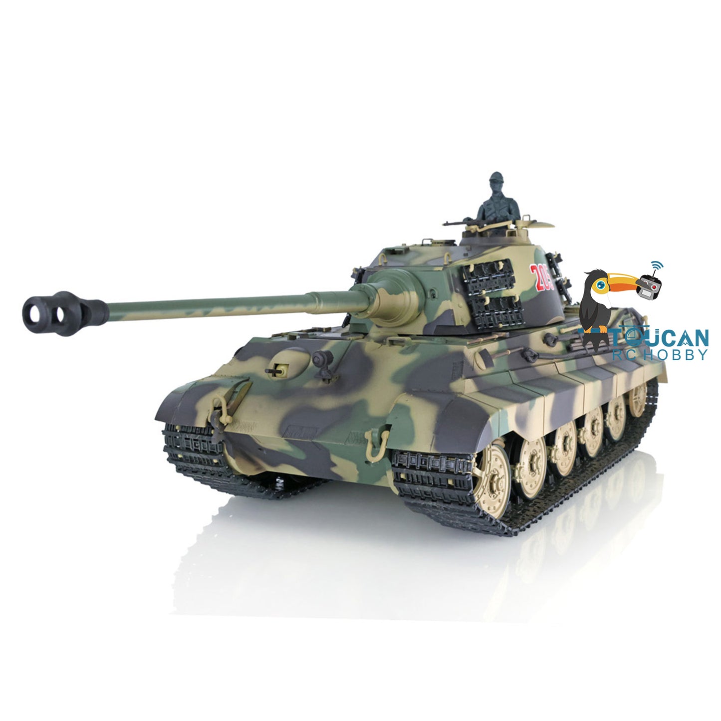 1/16 Henglong TK7.0 RC Tank Model 3888A King Tiger Plastic 2.4G German Tank Model w/ FPV 360 Degrees Rotating Turret Barrel Recoil