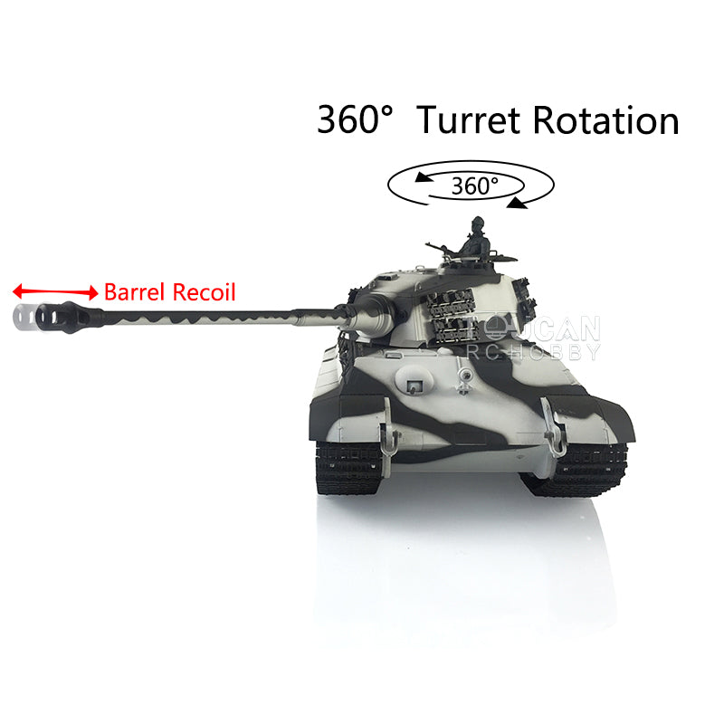 Henglong 1/16 Remote Control Tank Model 3888A 7.0 Plastic German King Tiger w/ Barrel Recoil 360 Degrees Rotating Turret Engine Sound