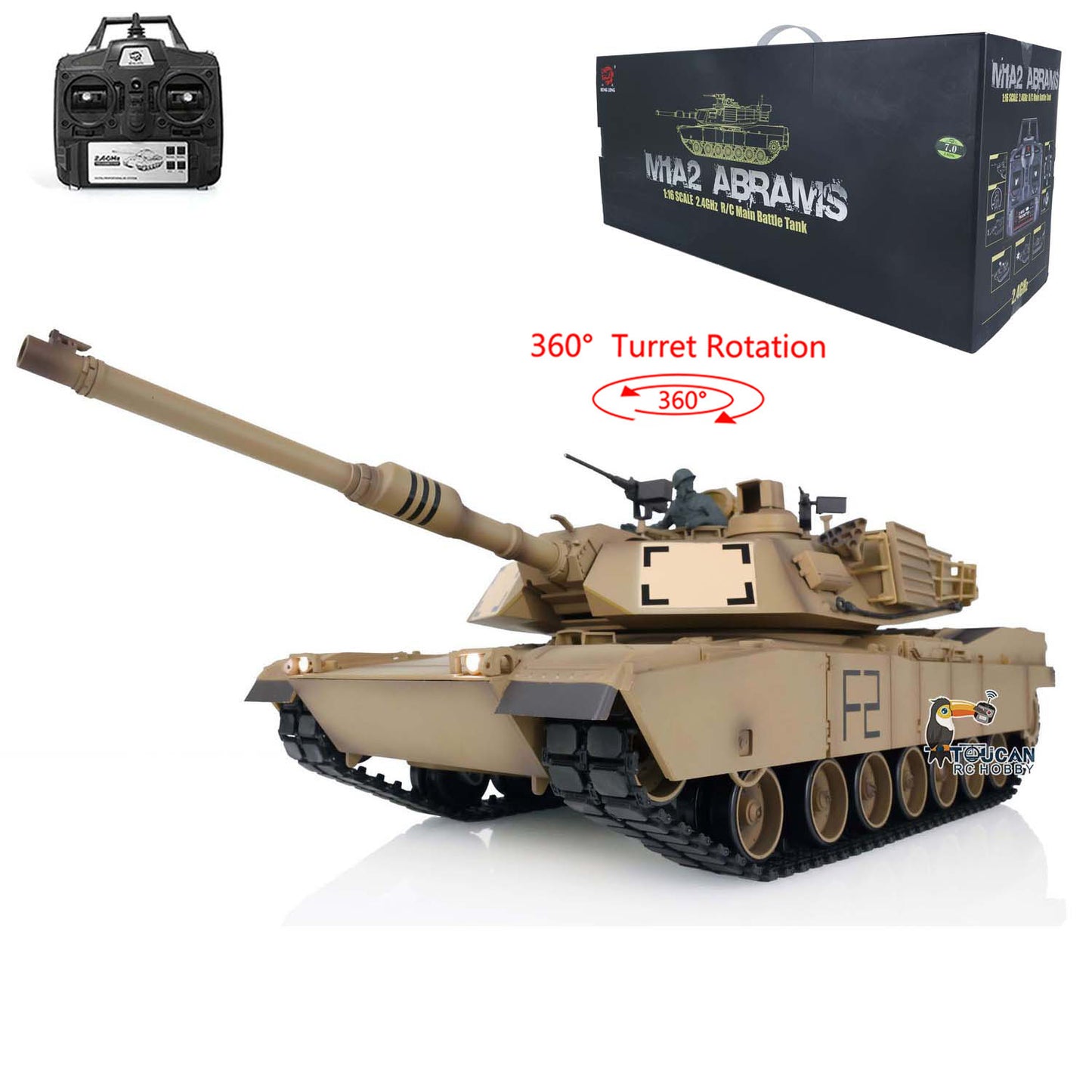 1/16 7.0 2.4Ghz Henglong Plastic M1A2 Abrams RTR RC Tank 3918 With 360 Degrees Rotation Turret Motherboard Speaker IR Airsoft