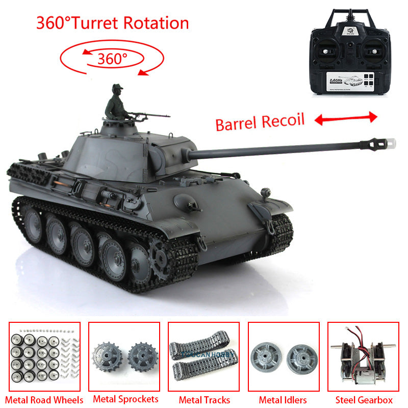 Henglong 1/16 7.0 Panther G 3879 RTR RC Tank with 360 Degree