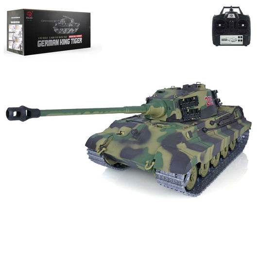 Henglong 1/16 7.0 Upgraded King Tiger 3888A RTR RC Tank with Metal Tracks Gearbox