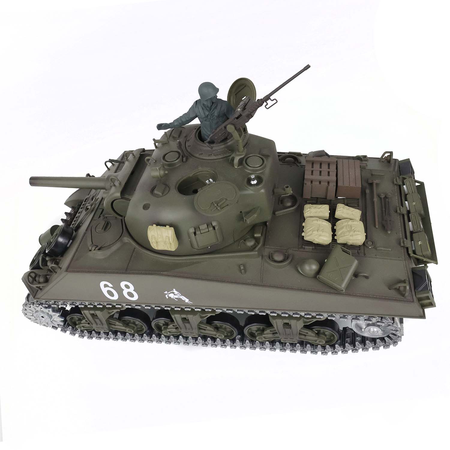 Henglong 1/16 7.0 Upgraded M4A3 Sherman 3898 RTR RC Tank with Metal Tracks Gearbox Barrel