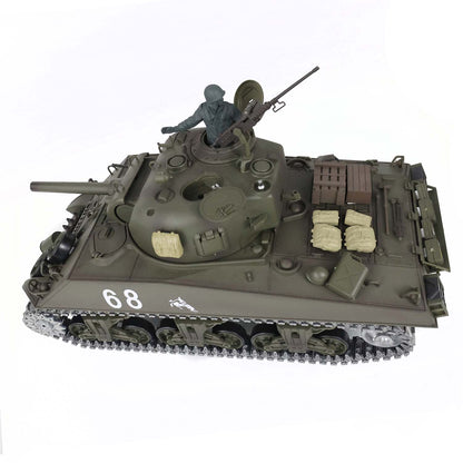 Henglong 1/16 7.0 Upgraded M4A3 Sherman 3898 RTR RC Tank with Metal Tracks Gearbox Barrel