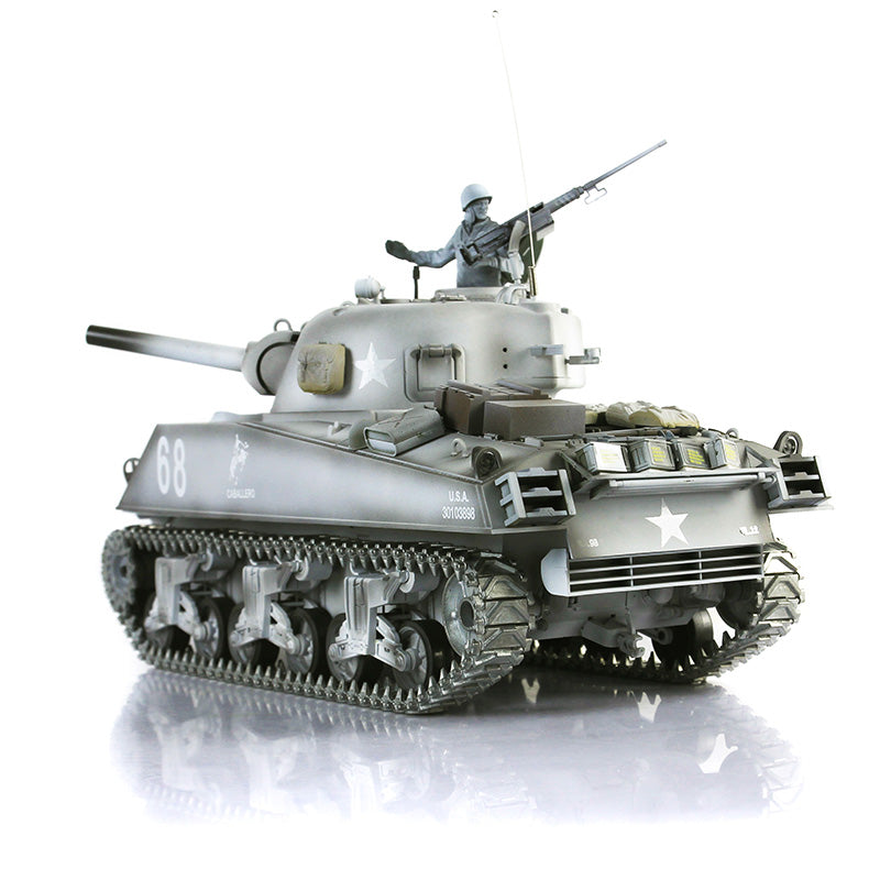 Henglong 1/16 7.0 Upgraded M4A3 Sherman 3898 RTR RC Tank with Metal Tracks Gearbox Barrel