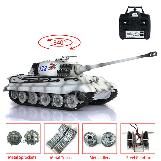 Henglong 1/16 7.0 Upgraded King Tiger 3888A RTR RC Tank BB Infrared Combat Metal Barrel Tracks Drive Idler Wheels Gearbox Smoke