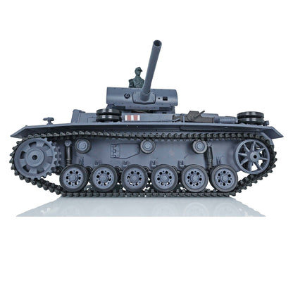 Henglong Plastic 1/16 7.0 3848 3849 Panzer III H L RC Tank FPV 360 Degree Turret Infrared System BB Smoke Steel Driving Gearbox Metal Barrel
