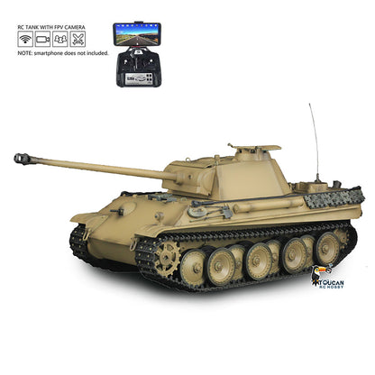 Henglong 1/16 Scale 7.0 Panther G 3879 RTR RC Tank Model FPV IR BB Unit 360 Degree Turret Smoke Metal Tracks Road Drive Idler Wheels Gearbox