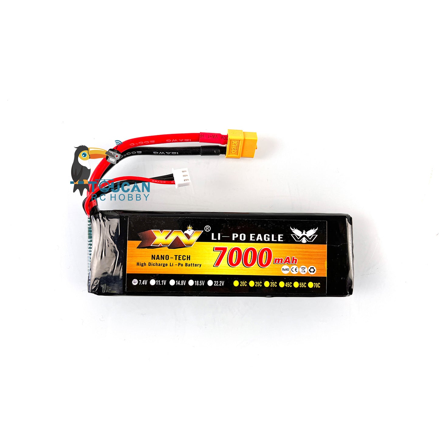 1/16 Henglong 7.4V 7000MAH Lipo Battery Model Tank Upgraded With XT60 Tamiya Charger Plug Electronic Parts For 3818/3819 RC Tank
