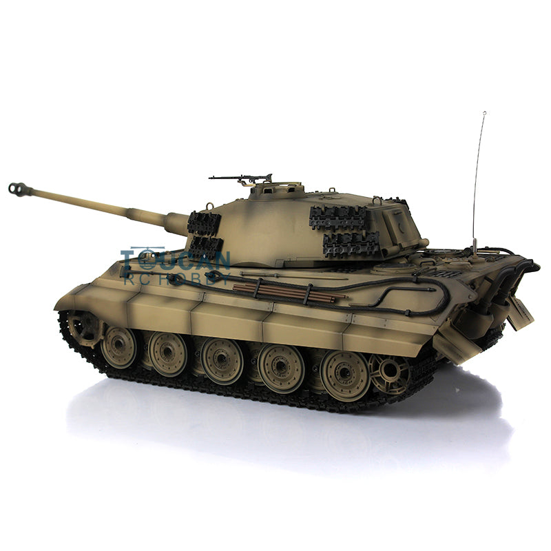 2.4G Henglong 1/16 Yellow 7.0 Plastic German King Tiger RTR RC Tank Model 3888A Radio Control Infrared Combating System Metal Barrel