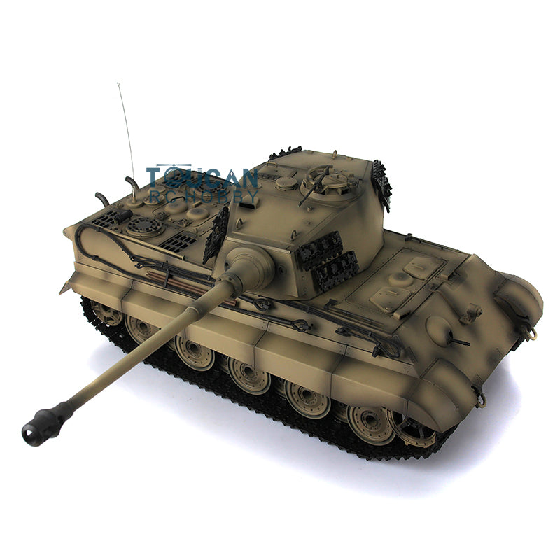 2.4G Henglong 1/16 Yellow 7.0 Plastic German King Tiger RTR RC Tank Model 3888A Radio Control Infrared Combating System Metal Barrel