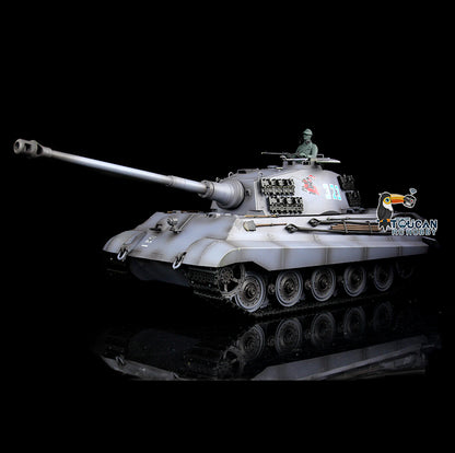 2.4G Henglong 1/16 7.0 Upgraded King Tiger RTR RC Tank 3888A Metal Barrel Tracks Sprocket Wheels BB Infrared Combating System Smoke Light Sound 340 Degree Turret