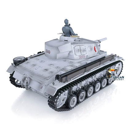 2.4G Henglong 1/16 Snow 7.0 Upgraded Panzer III H RTR RC Tank 3849 Metal Tracks Sprocket Wheels BB Infrared Combating System