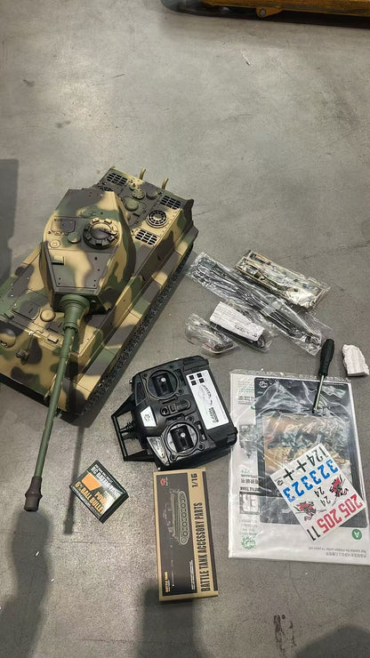 Free Shipping Second Hand AU Stock Henglong 1/16 7.0 Customized King Tiger 3888A RTR RC Tank Barrel Recoil 360 Degree Turret BB IR Smoke Metal Drive Idler Road Wheels