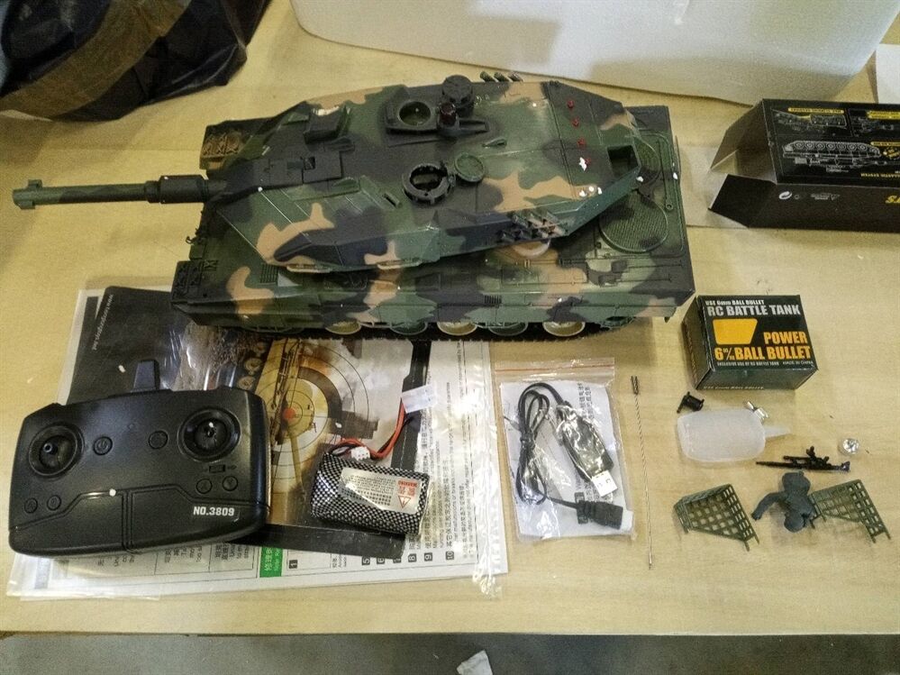 Second Hand Fast Free Shipping 2.4GHz HengLong 1/24 RC Tank 3809 Leopard 2 A5 BB Infrared System Chassis Recoil Smoke Sound Light