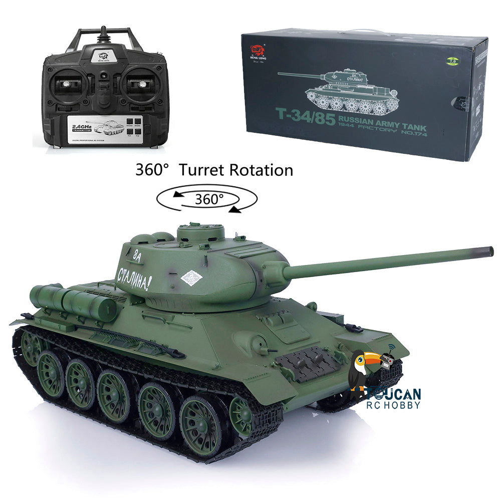 Henglong 1/16 2.4G TK7.0 Plastic 3909 Soviet Union T34/85 RTR RC Tank BB Infrared Combat 360 Degrees Turret Smoke Metal Barrel