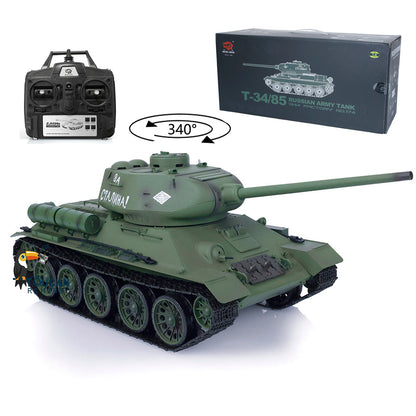 US Stock 2.4G Henglong 1/16 Scale 7.0 3909 Soviet T34-85 Plastic RTR RC Tank Model BB Infrared Combat Smoke 340 Degrees Rotate Turret Sound Light