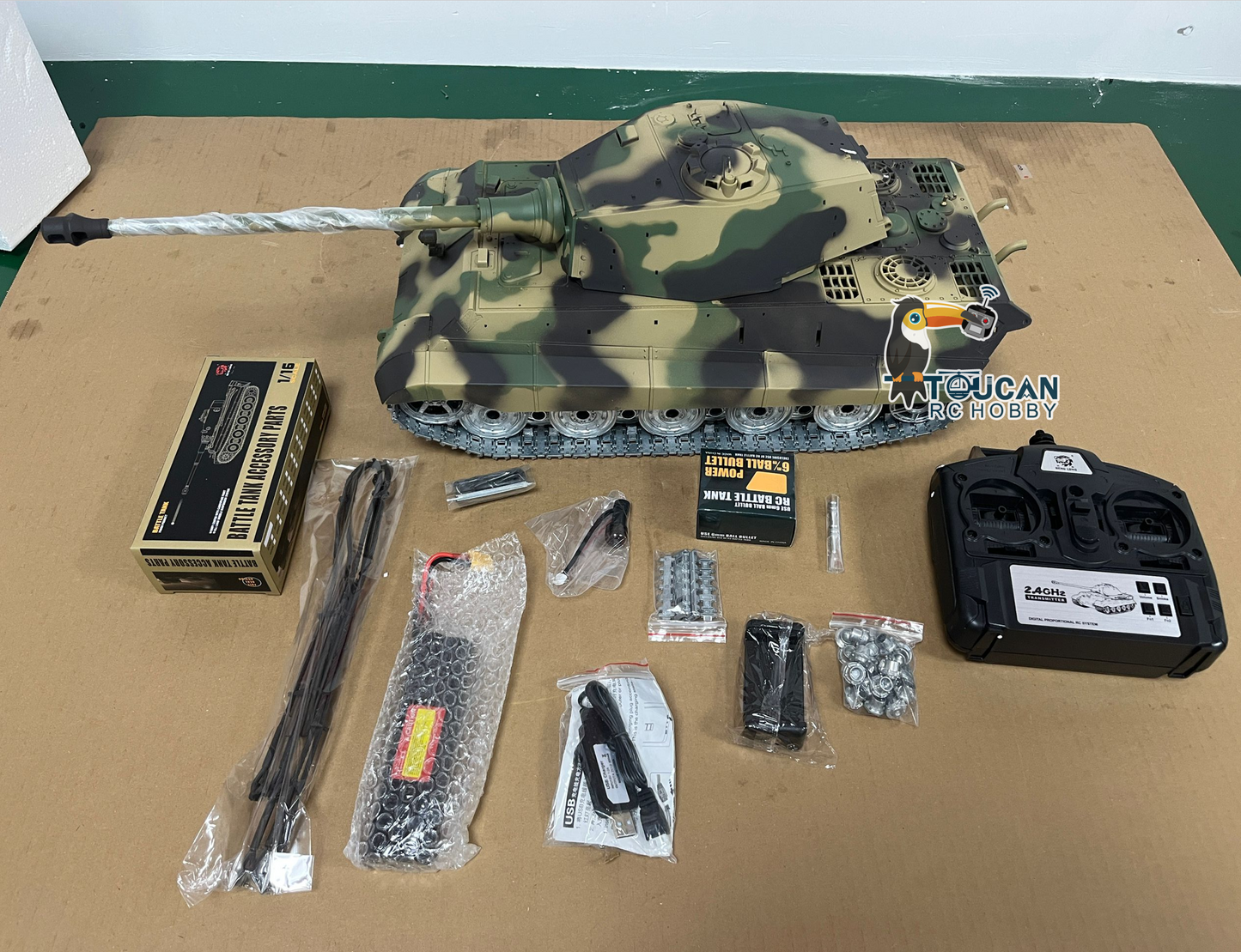 CN Stock Second-hand Henglong 1/16 7.0 Customized King Tiger 3888A RTR RC Tank