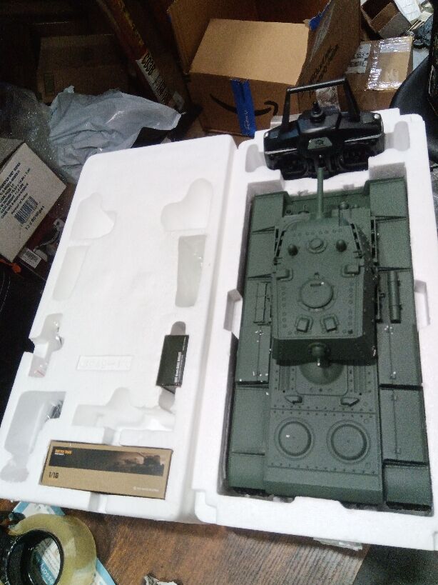 Fast Free Shipping Second Hand US Stock 2.4G Henglong 1/16 7.0 3878 Plastic Soviet KV-1 RTR RC Tank Model BB IR Smoke Metal Barrel