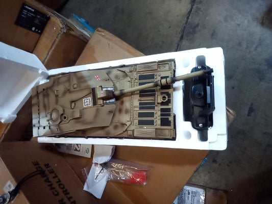 Second Hand US STOCK 2.4G Henglong 1/16 Scale 7.0 Plastic Challenger II RTR RC Tank Radio Control 3908 Yellow Tracked Driving Wheels