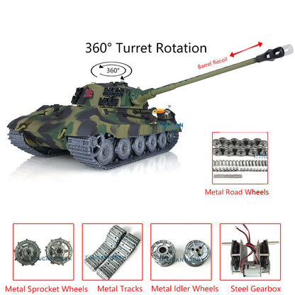 US Stock Henglong 1/16 TK7.0 King Tiger 3888A RTR RC Tank with Metal Sprockets Idler Road Wheels Tracks Gearbox