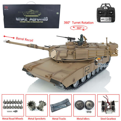 US Stock Henglong 1/16 TK7.0 Professional 3918 Abrams RTR RC Tank 360 Degrees Turret Barrel Recoil BB IR Smoke Metal Tracks Idlers Sprockets Road Wheels