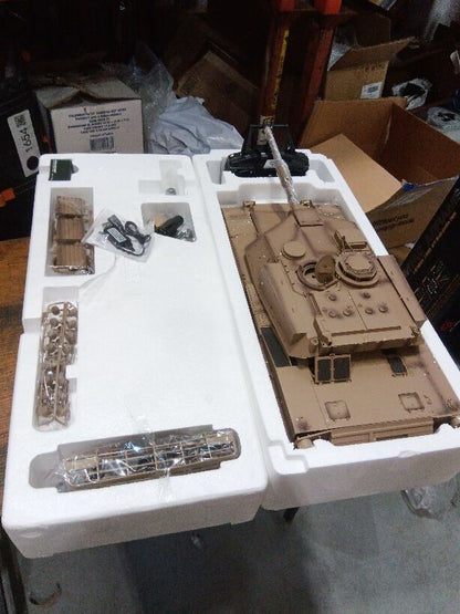 Fast Free Shipping Second Hand US Stock 2.4G Henglong 1/16 Scale 7.0 Upgraded Metal 3918 M1A2 Abrams RTR RC Tank BB IR Smoke Metal Drive Idler Wheels Gearbox Tracks Barrel