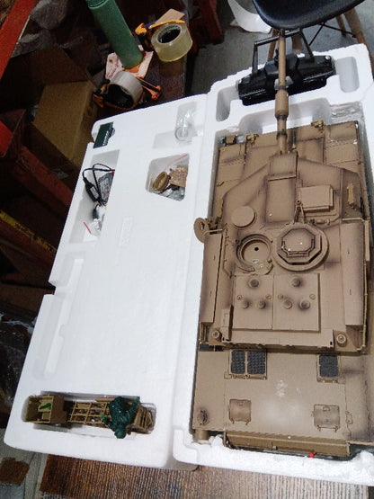 Fast Free Shipping Second Hand US Stock Henglong 1/16 Scale 7.0 Customize Abrams RC Tank 3918 360 Degrees Turret Barrel Recoil