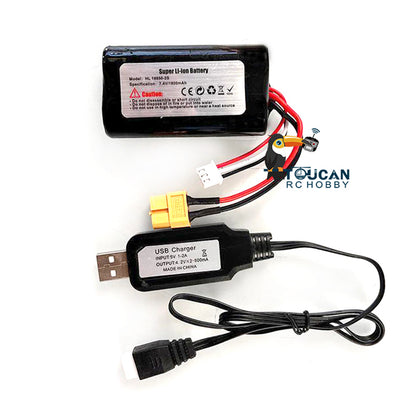 US Stock 2S 7.4V Battery 1800mah USB Charging Cable XT60 For HengLong 1/16 Remote Control Tank Armored Military Model 3818 3898 3918 3938 3958