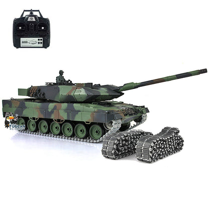 Henglong 1/16 7.0 Leopard2A6 RTR RC Tank 3889 BB IR Smoke Sound Light Metal Gearbox Track W/ Rubber Sprocket Wheels Option Barrel Recoil