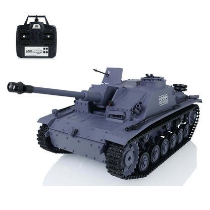 US Warehouse 2.4Ghz Henglong 1/16 Scale 7.0 Plastic German Stug III RTR RC Tank Model 3868 Smoke Unit Sound BB Shooting Unit IR