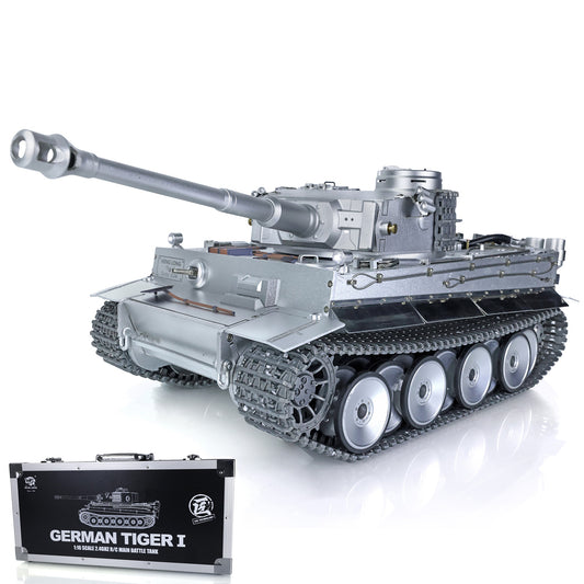 Henglong 1/16 Upgraded Full Metal 3818-Pro German Tiger I Ready to Run RC Tank 360 Degree Turret BB IR Smoke Sounds Lights