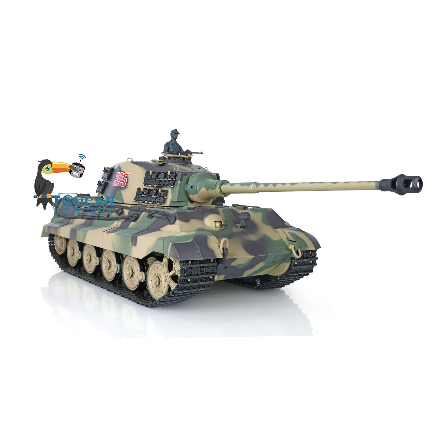 Henglong 1/16 7.0 Plastic 3888A German King Tiger RC Tank Barrel Recoil 360 Degree Turret Rotation Infrared Combating System