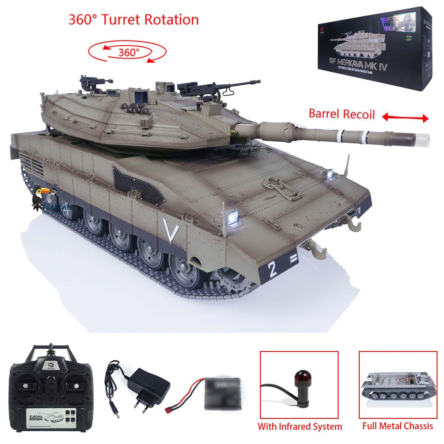 1/16 RC Tank HL-3958 Full Metal Chassis Steel Gearbox