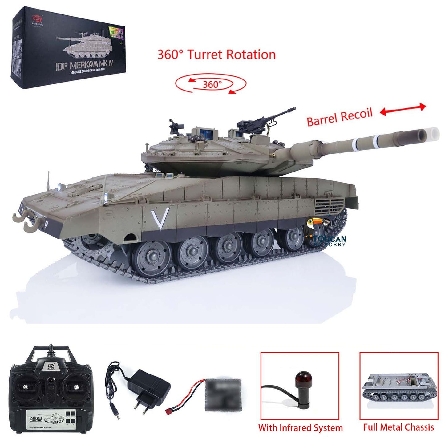 IN STOCK IDF Merkava MK IV 3958 with Full Metal for Heng Long 1/16 RC Battle Tank Vehicle lnfrared Fighting Laser Aming Lights