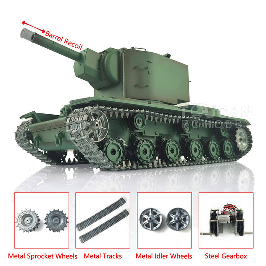 US Warehouse Henglong 1/16 Scale Upgraded 7.0 Soviet KV-2 RTR RC Tank Gigant 3949 Metal Tracks Barrel Recoil Battery Charger