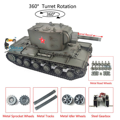 IN STOCK Henglong 1/16 7.0 Customized Edition Painted RC Tank Metal Road Wheeled Radio Control Tracks Soviet KV-2 Gigant RTR 3949 360