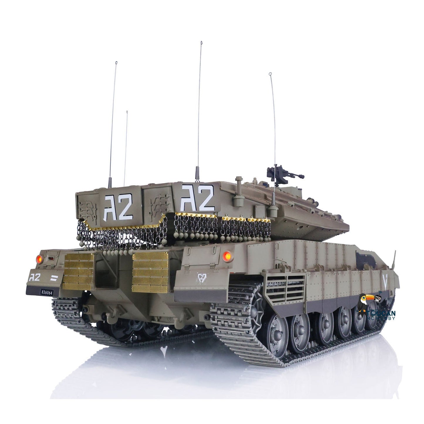 US Warehouse Henglong 1/16 Scale Military Radio Control Tank IDF Merkava MK IV Model Metal Tracks Road Wheels Idlers Recoil Barrel