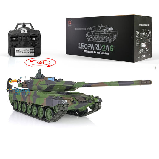 US Warehouse 2.4Ghz Henglong 1/16 Scale 7.0 Plastic Ver Leopard2A6 RTR RC Tank Model 3889 Infrared Fighting System BB Shooting Gearbox