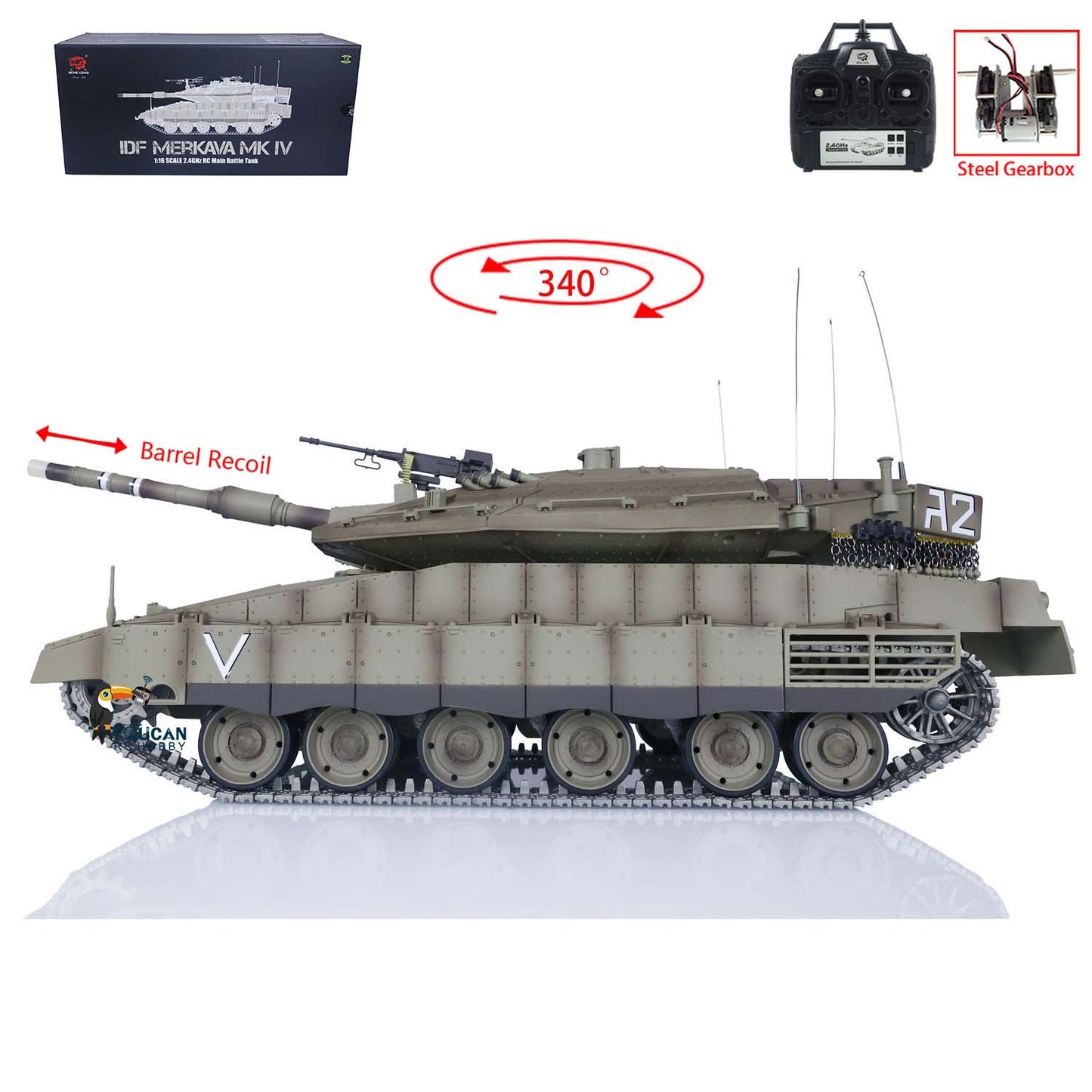 US Warehouse Henglong 1:16 RC Military Battle Tanks Remote Controlled Panzer DF Merkava MK IV 3958 Upgraded Edition Electric Model