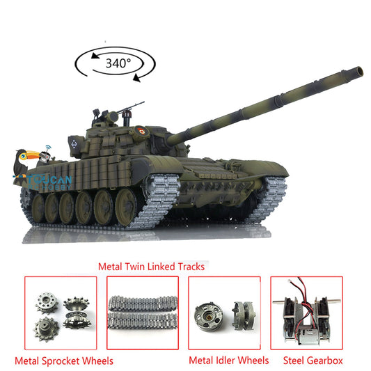 Heng Long 2.4G Metal 3939 1:16 Scale RTR RC Battle Tank T72 7.0 Electric Tank Models BB Pellets Kits Infrared Battle System