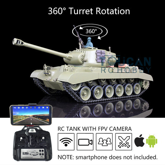 Henglong 1/16 Plastic Remote Control Tank Model 7.0 Version USA M26 Pershing 3838 w/ 360 Degrees Rotating Turret Steel Gearbox FPV