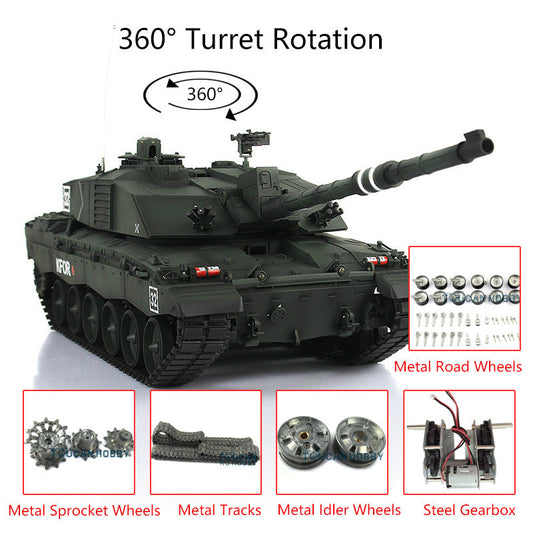 IN STOCK Henglong 1:16 Challenger II RTR RC Tank Model TK7.0 3908 360 Degrees Turret Steel Gearbox Metal Tracks Idlers Sprockets Road Wheels